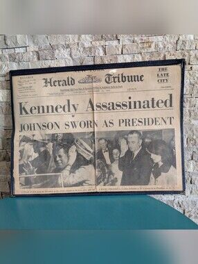 Original New York Herald Tribune Kennedy Assasinated Johnson Sworn Nov 23 1963